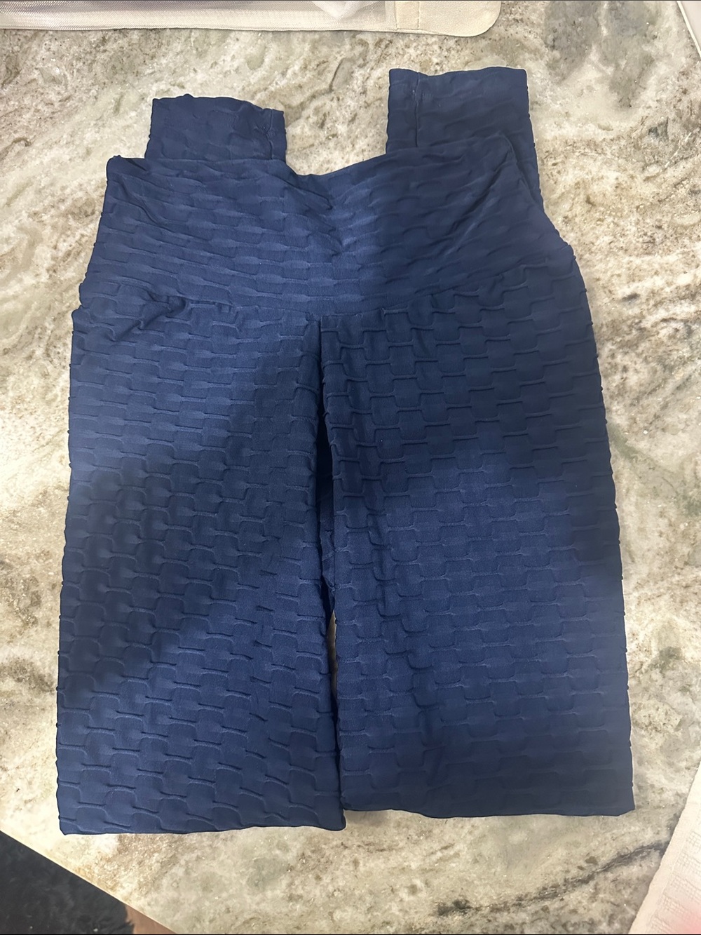 Womens Brazilian Booty scrunch Navy Textured High-Waist leggings Medium NAVY